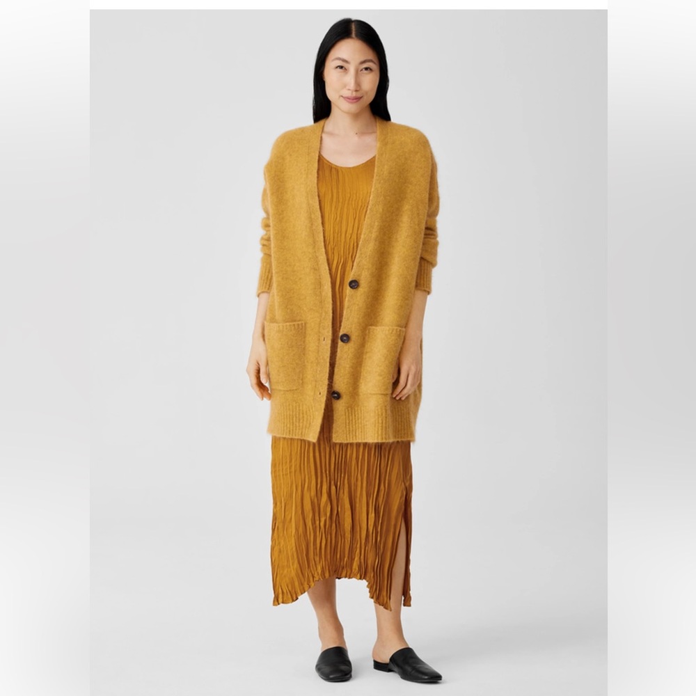 NWT EILEEN FISHER Mohair Plush Melange V-Neck Cardigan - Picture 2 of 11